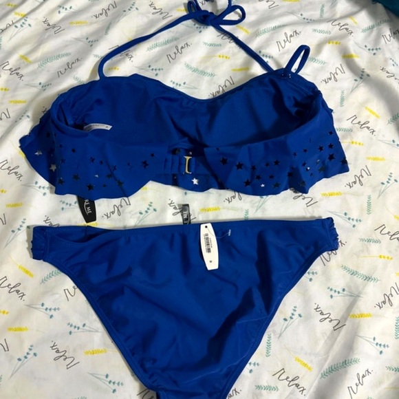 NWT Adore Me sz med Cobalt Blue Laser Cut Star Bikini - Picture 2 of 3